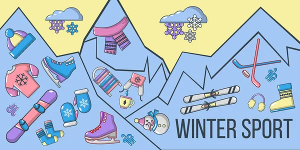 Winter sport concept banner, cartoon style