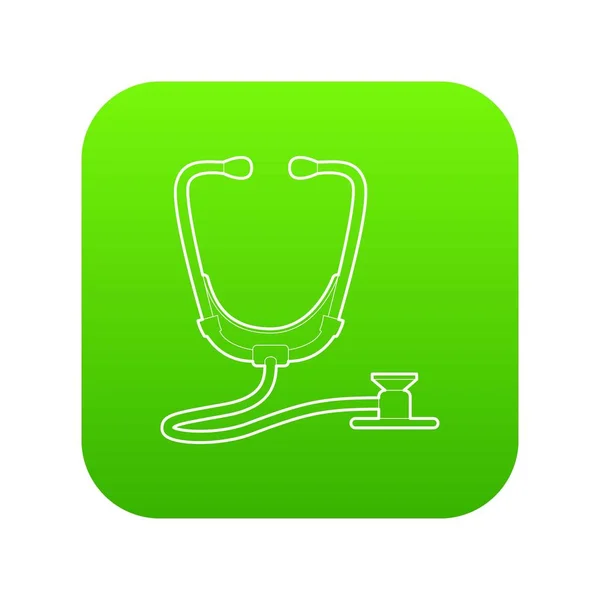 聴診器緑のアイコン ベクトル — ストックベクタ