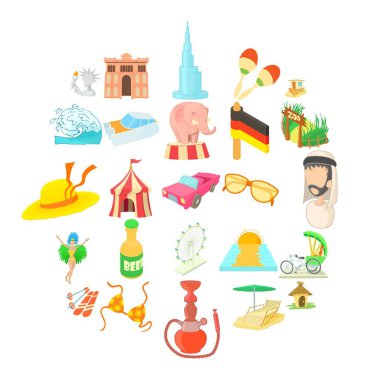 Dizginsiz sevinç Icons set, karikatür tarzı