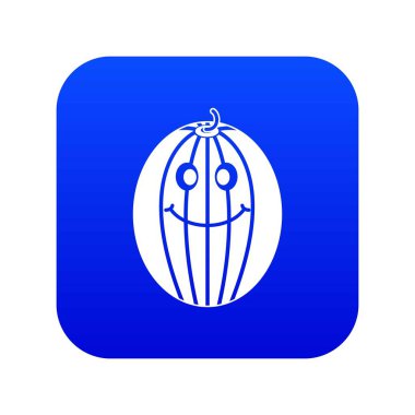 Olgun gülümseyen kavun simgesi dijital mavi