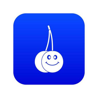 Olgun gülümseyen kiraz simgesi dijital mavi