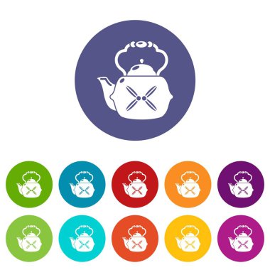 Su ısıtıcısı vintage simgeler vektör renk ayarla