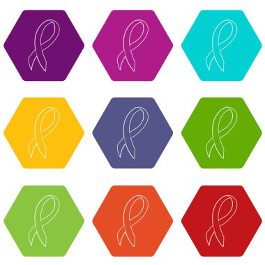 9 vektör siyah şerit Icons set