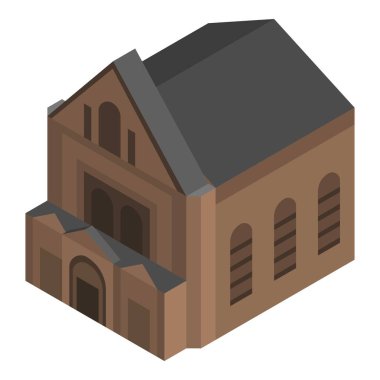 Kahverengi kilise ev simgesini, izometrik stili