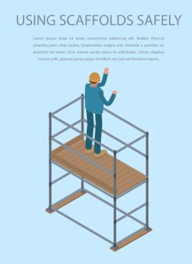 Using scaffolds safely concept background, isometric style clipart