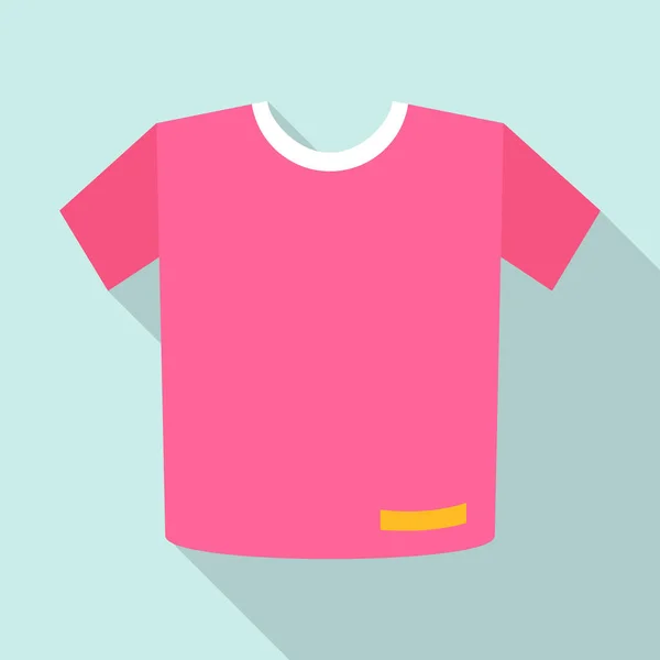 Символ розовой футболки, плоский стиль — стоковый вектор