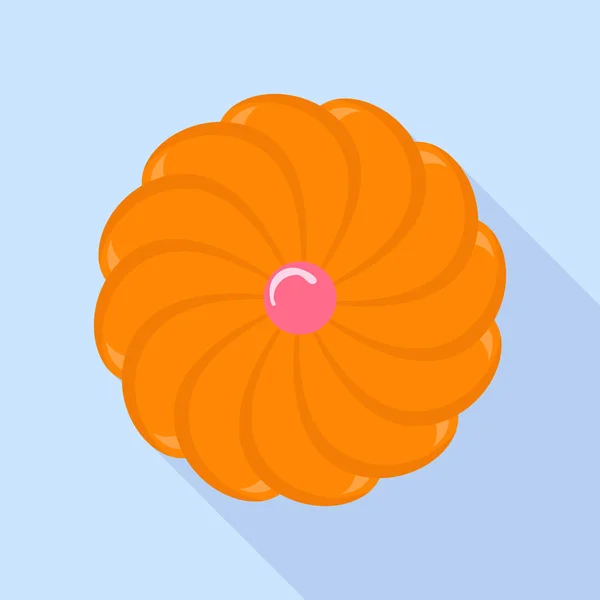 Swirl biscuit pictogram, vlakke stijl — Stockvector
