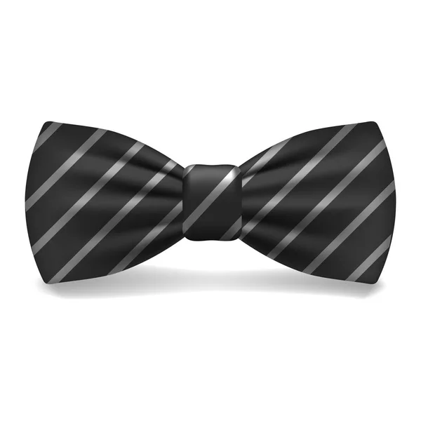 Negro rayas bowtie icono, estilo realista — Vector de stock