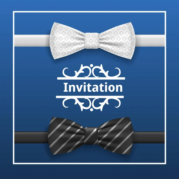 Bowtie invitation concept background, realistic style — Stock Vector