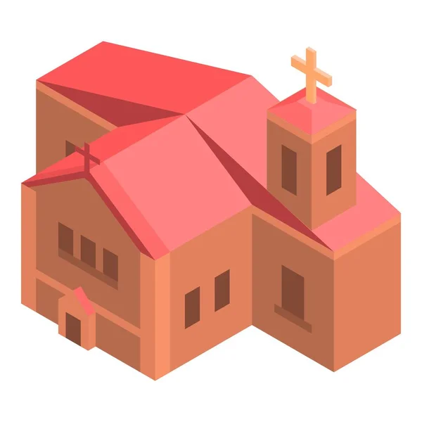 Εκκλησία εικονίδιο κόκκινο τούβλο, ισομετρική στυλ — Διανυσματικό Αρχείο