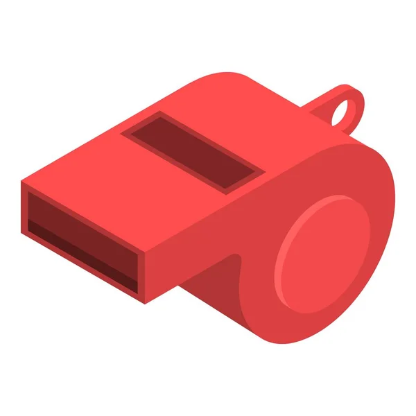 Icono de silbato rojo, estilo isométrico — Vector de stock