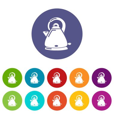 Elektrikli su ısıtıcısı simgeler vektör renk ayarla