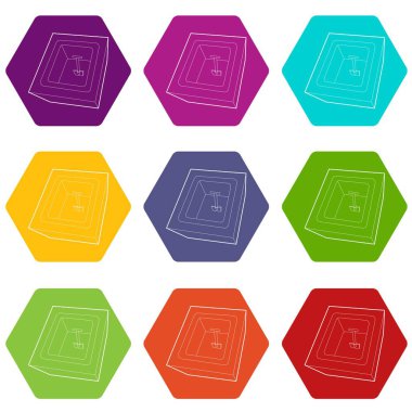 9 vektör kazılmış mezar Icons set