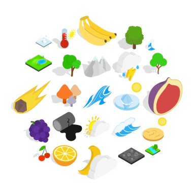 Yeşil simgeler kümesi, izometrik stil dikim