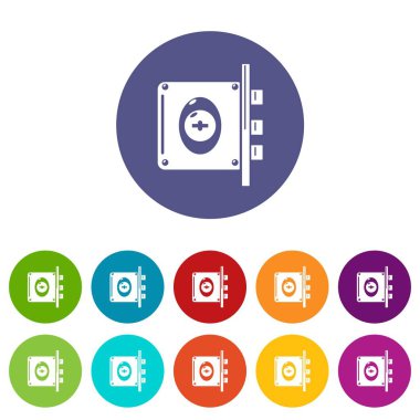 Kilit interroom simgeler kümesi vektör renk