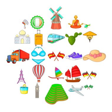 Icons set, karikatür tarzı ziyaret