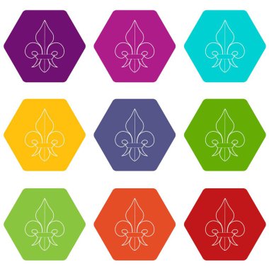 9 vektör Fleur de lis Icons set