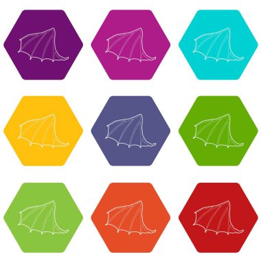 9 vektör Dragon kanat Icons set