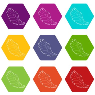 9 vektör eğrisi kanat Icons set