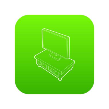 Ahşap Tv kabine ile Tv yeşil simge vektör