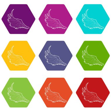 9 vektör kuş büyük kanat Icons set