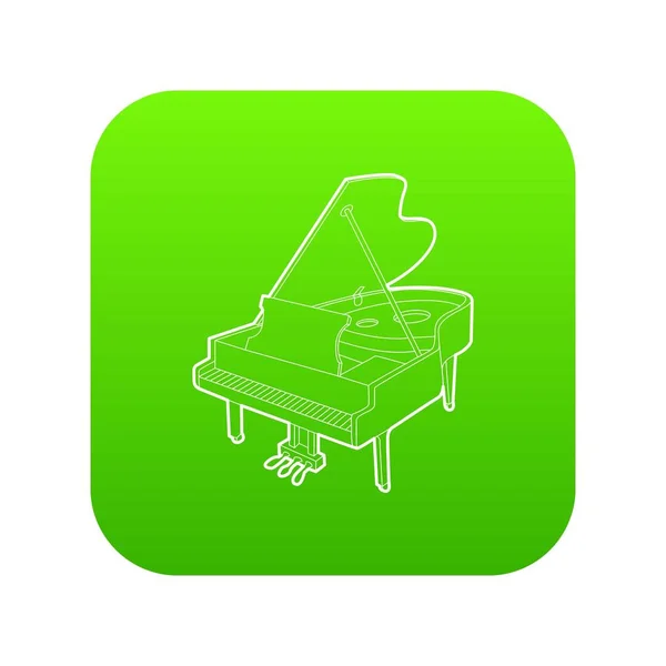 Grand piano icon green vector — Stock Vector
