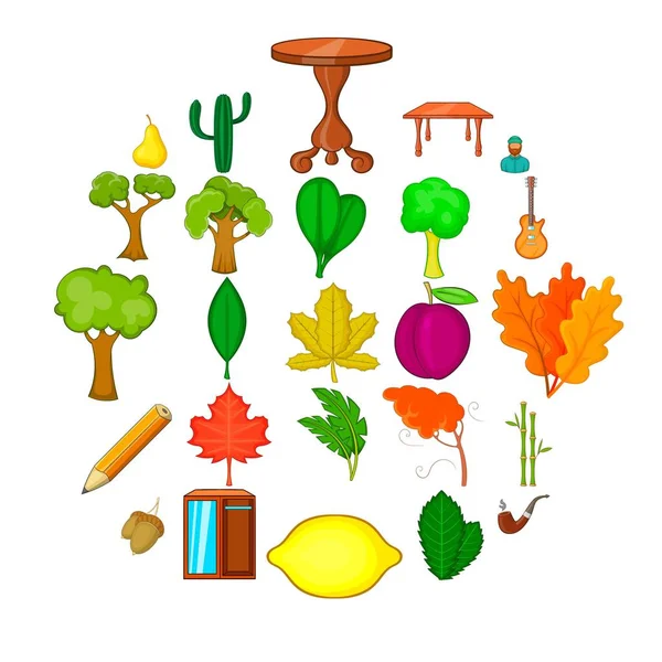 Düşmüş yapraklar Icons set, karikatür tarzı