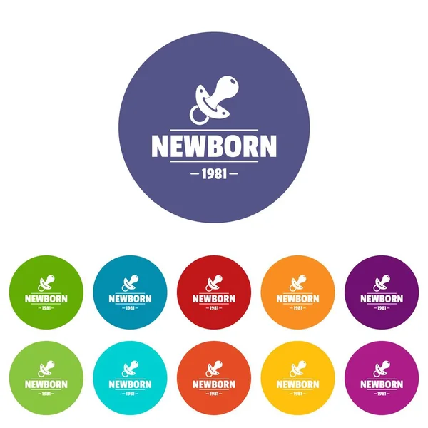 Neugeborene Schnuller-Symbole setzen Vektorfarbe — Stockvektor