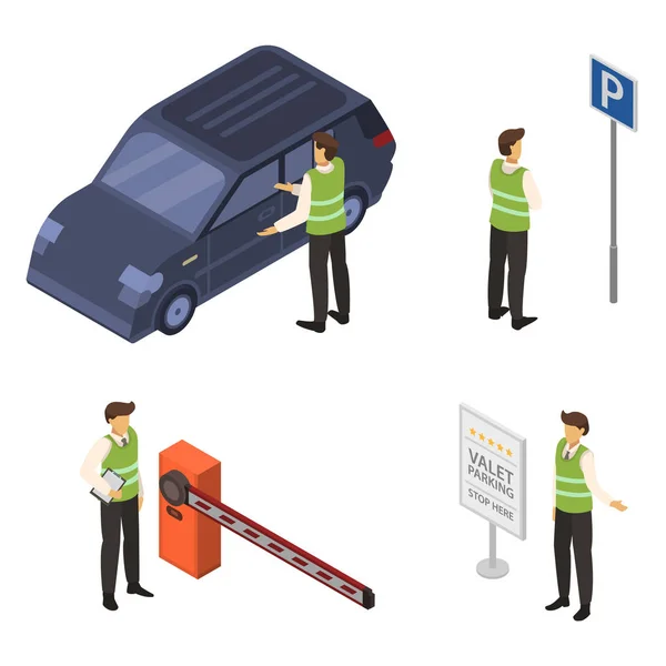 Zestaw ikon parkingowego, izometryczny styl — Wektor stockowy