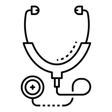 Tıbbi steteskop ikonu. Beyaz arkaplanda izole edilmiş web tasarımı için tıbbi steteskop vektör simgesi