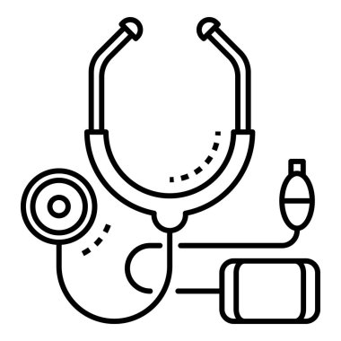 Kardiyoloji stetoskop simgesi, anahat stili