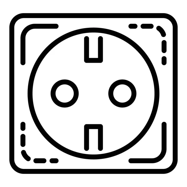 Euro stopcontact pictogram, Kaderstijl — Stockvector