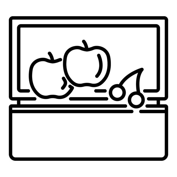 Fruit lunchbox pictogram, Kaderstijl — Stockvector