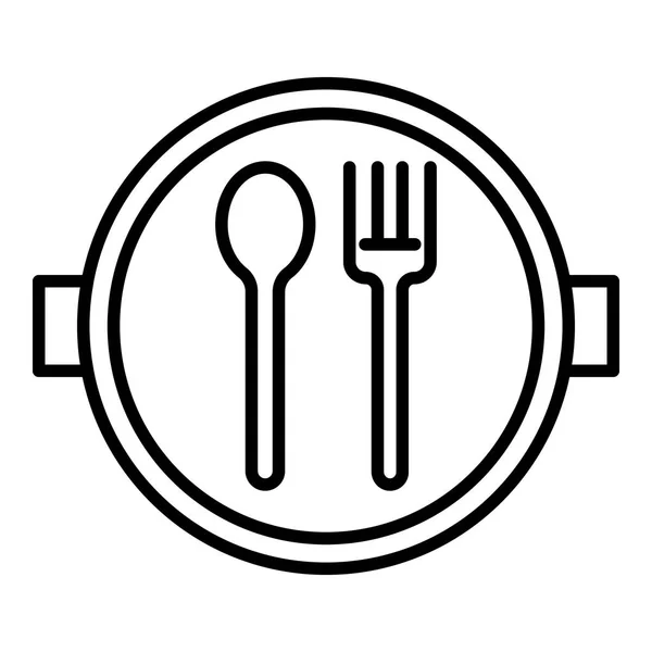 Szkoła obiad płyta ikony, styl konturu — Wektor stockowy