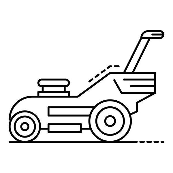 Modern çim biçme makinesi simgesini, anahat stili — Stok Vektör