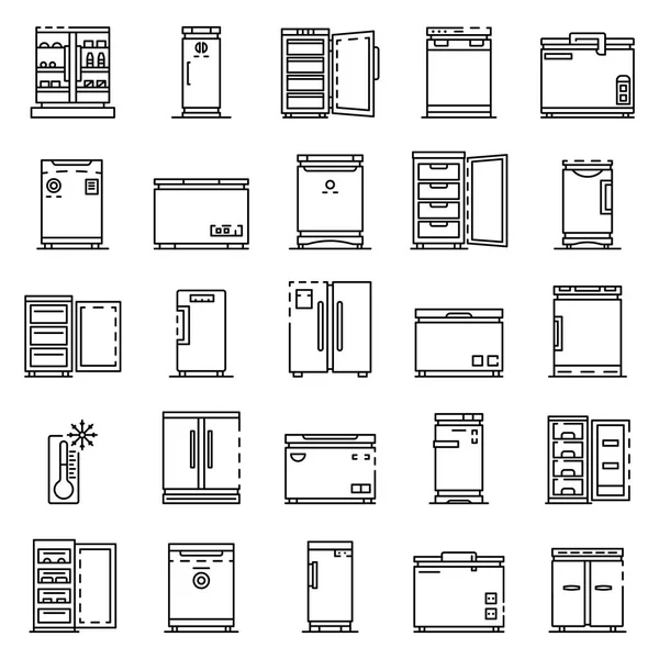 Diepvries pictogrammenset, Kaderstijl — Stockvector