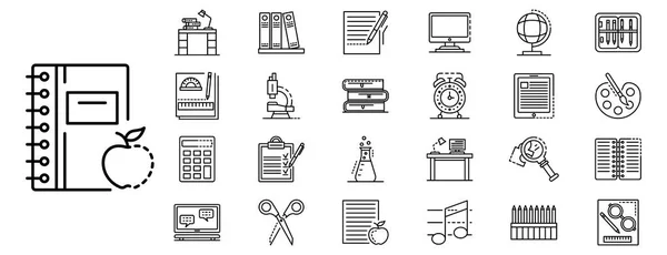 Conjunto de ícones de lição de casa, estilo de esboço — Vetor de Stock