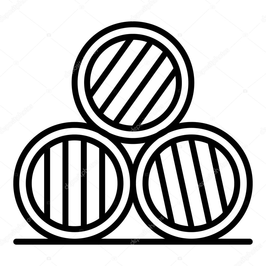 Whisky barrel stack icon, outline style
