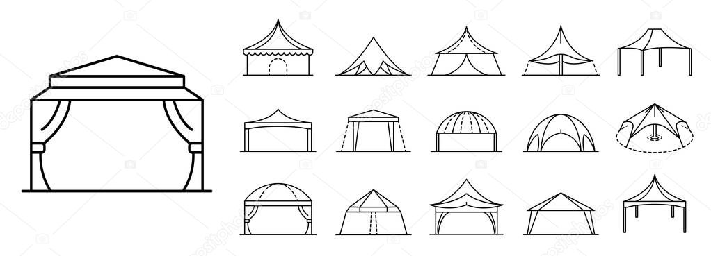 Canopy icon set, outline style