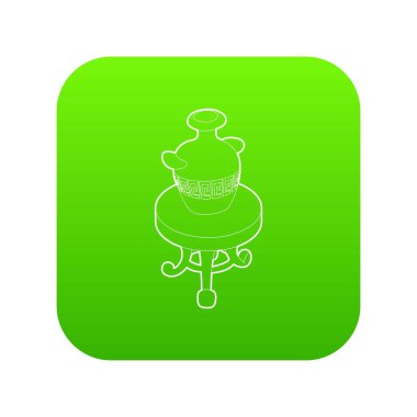 Bir antika vazo yeşil simge vektör ile yuvarlak sehpa