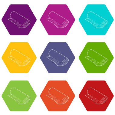 9 vektör yoga mat Icons set