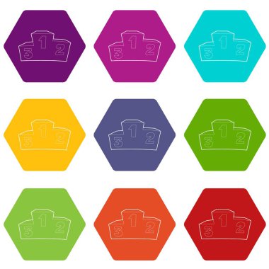 9 vektör podyum Icons set