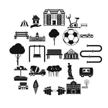 Borough Icons set, basit tarzı
