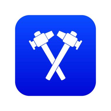 Çapraz demirci çekiç simgesi dijital mavi