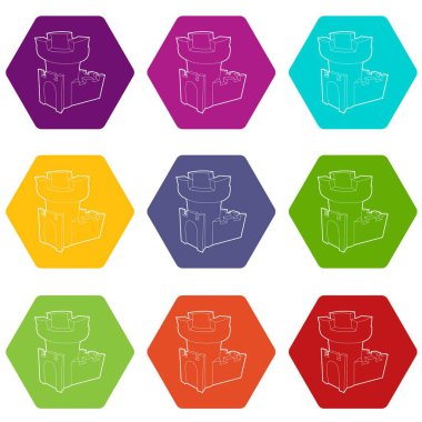 9 vektör kale kule Icons set