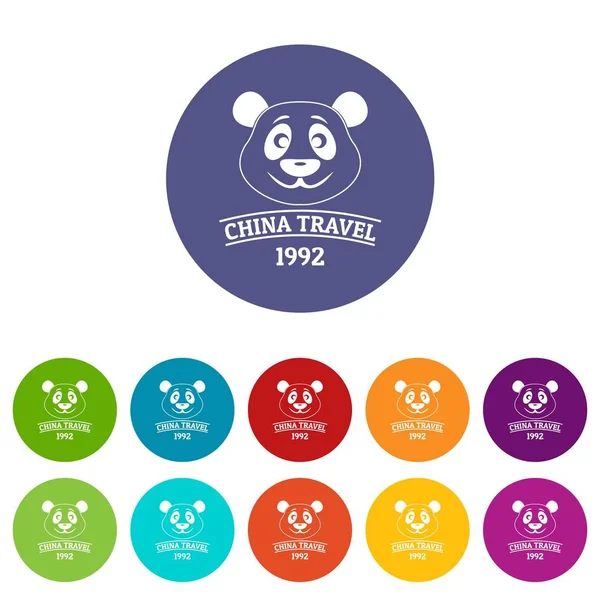 China iconos animales set vector de color — Vector de stock