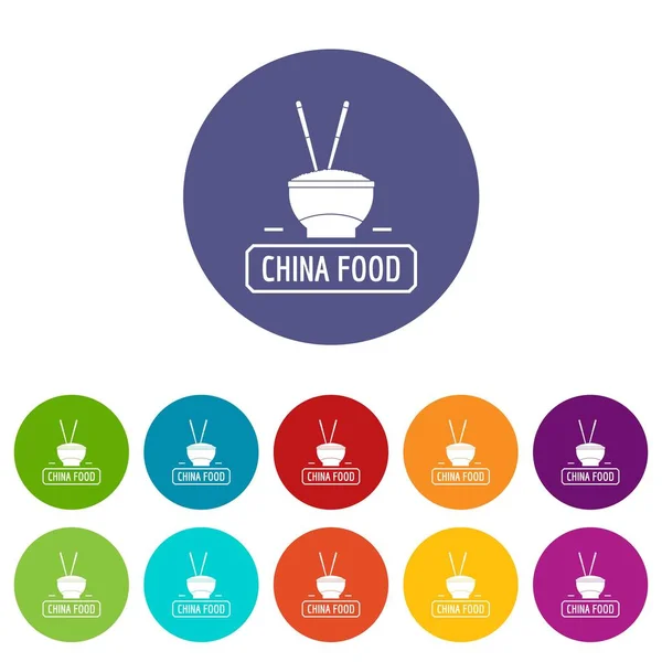 China alimentos iconos conjunto vector de color — Vector de stock