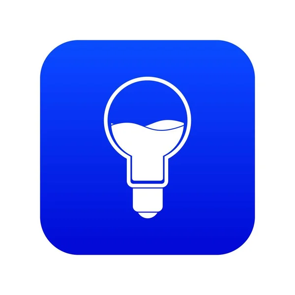 Lâmpada com água azul dentro ícone azul digital — Vetor de Stock
