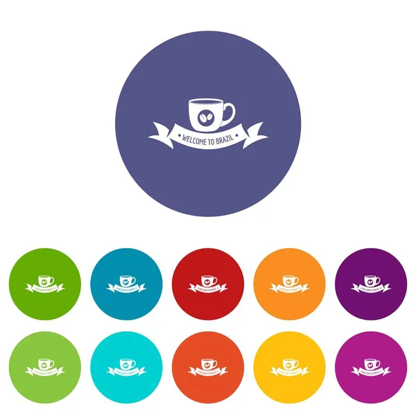 Brasil iconos de café conjunto vector de color — Vector de stock