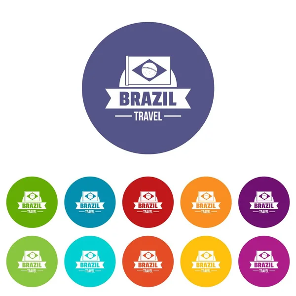 Icônes drapeau du Brésil définir la couleur vectorielle — Image vectorielle